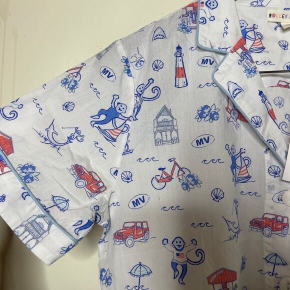 NWT Roller Rabbit Martha Vineyard Nantucket short sleeve button down pajama top - Picture 4 of 6